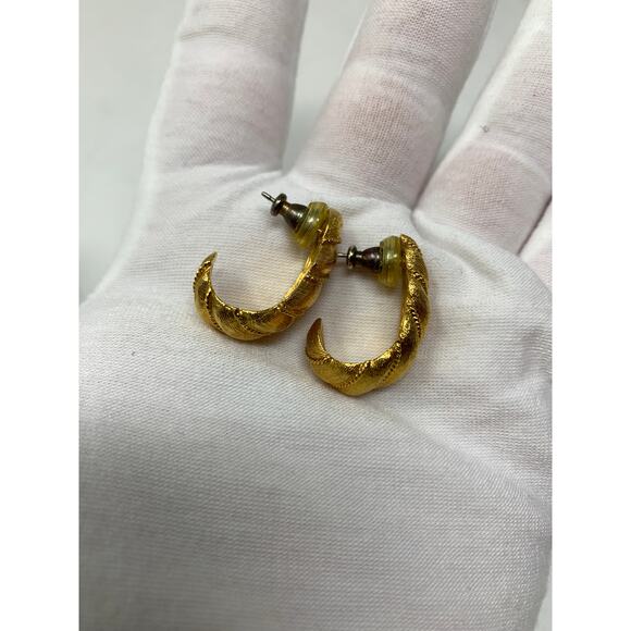 Vintage 1980s Napier Drop Earring Set Gold Tone Metal Pierced Ears - Picture 3 of 6